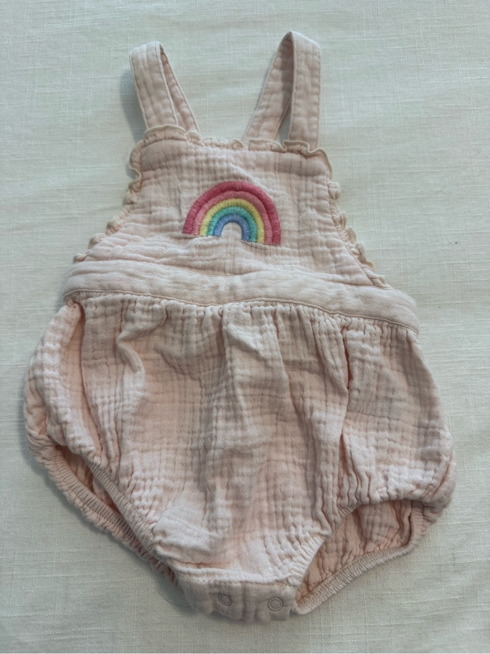 Angel Dear Light Pink Muslin Rainbow Bubble One-Piece